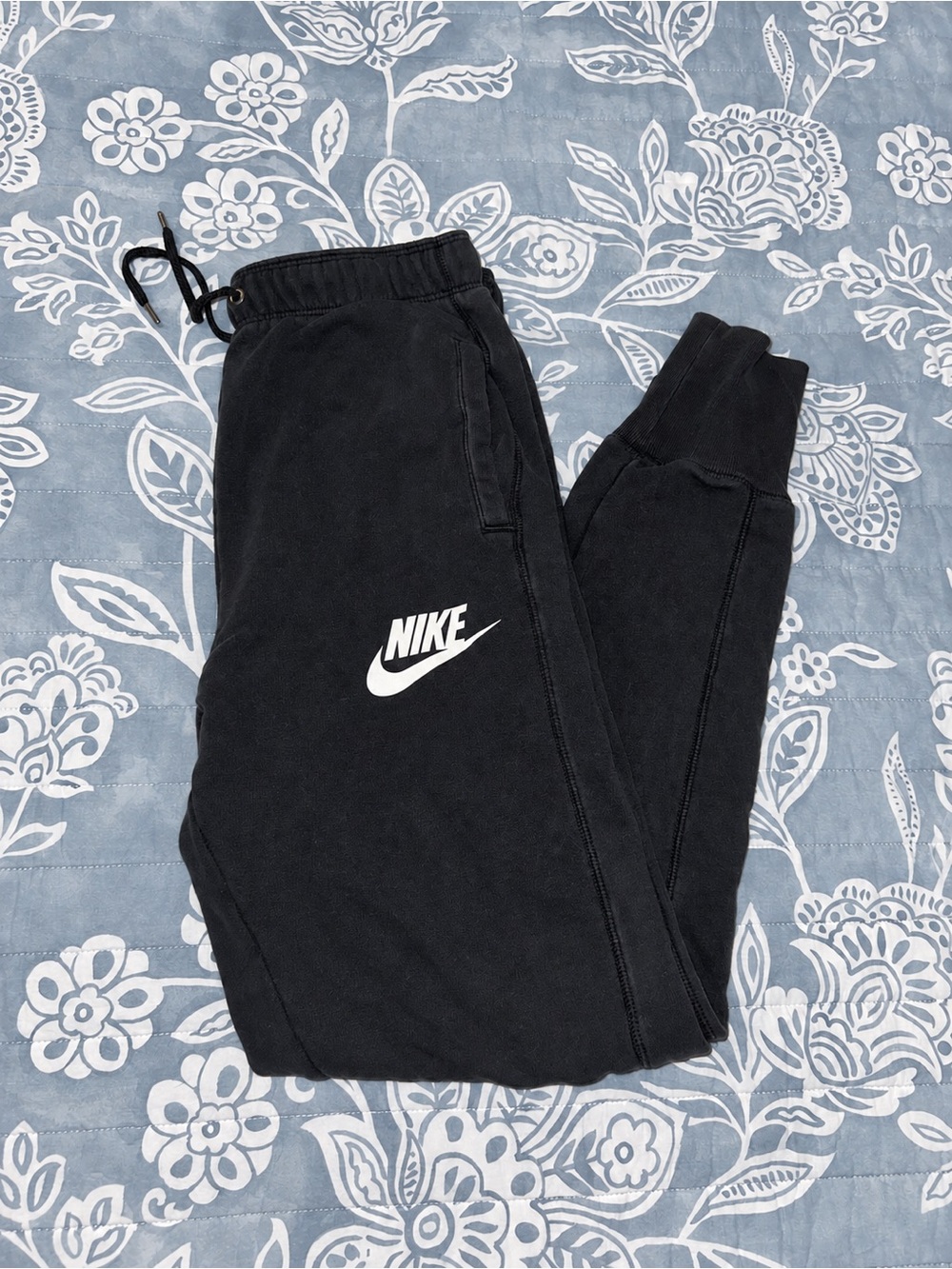 Nike Black Jogger Sweatpants with White Swoosh